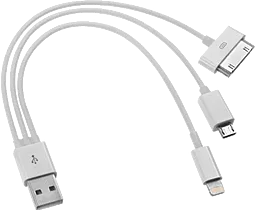 USB Кабель Siyoteam 3-in-1 USB Lightning/Apple 30-pin/micro USB Cable White