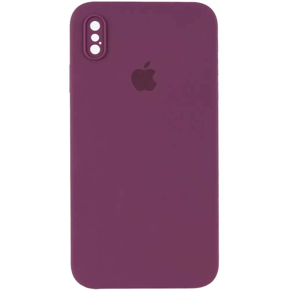 Чехол Silicone Case Full Camera Square для Apple iPhone X, iPhone XS Maroon - фото 1