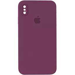 Чехол Silicone Case Full Camera Square для Apple iPhone X, iPhone XS Maroon - фото Чехол Silicone Case Full Camera Square для Apple iPhone X, iPhone XS Maroon