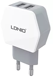 Мережевий зарядний пристрій LDNio Dual Home Charger + Micro USB Cable 2.1A White (DL-AC61)