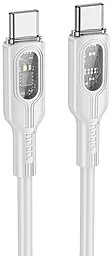 Кабель USB PD Hoco U120 Transparent + intelligent power-off 60w 3a 1.2m USB Type-C - Type-C cable gray