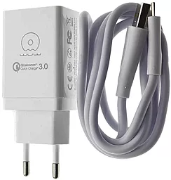 Сетевое зарядное устройство WUW T27 15w QC3.0 home charger + micro USB cable white - фото Сетевое зарядное устройство WUW T27 15w QC3.0 home charger + micro USB cable white