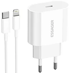 Мережевий зарядний пристрій Essager 20w PD USB-C fast charger + USB-C to Lightning cable white (EFJB02-XBL02-T)