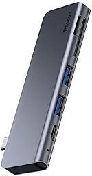 USB Type-C концентратор (хаб) Baseus USB-C Harmonica Five-in-one Multiport Adapter Grey (CAHUB-K0G)