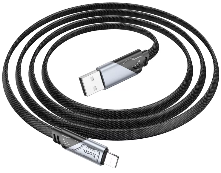 Кабель Hoco U119 USB-A - Lightning 12w 2.4a 1.2м cable Black - фото 3