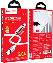 Кабель Hoco U136 USB-A - Type-C 60w 5a 1.2м cable White - мініатюра 4