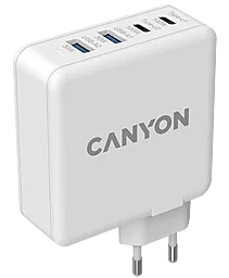 Мережевий зарядний пристрій Canyon 100w GaN PD 2xUSB-C/2xUSB-A ports fast charger white (CND-CHA100W01)