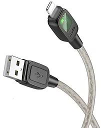 Кабель USB Hoco U124 Stone silicone intelligent power-off  12w 2.4a 1.2m Lightning cable black - миниатюра 3