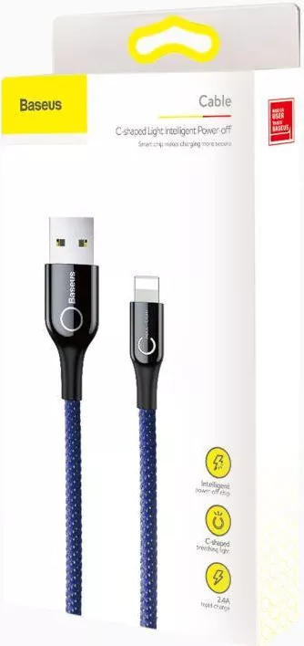 Кабель Baseus Intelligent Power-Off USB-A - Lightning 12w 2.4a 1м cable Blue (CALCD-03) - фото 5