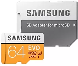 Карта пам'яті Samsung microSDXC 64GB Evo Class 10 UHS-I U3 + SD-адаптер (MB-MP64GA/APC)