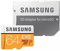 Карта памяти Samsung microSDXC 64GB Evo Class 10 UHS-I U3 + SD-адаптер (MB-MP64GA/APC) - фото Карта памяти Samsung microSDXC 64GB Evo Class 10 UHS-I U3 + SD-адаптер (MB-MP64GA/APC)