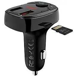 Bluetooth FM-трансмиттер Hoco DE35 Max 18w QC3.0 2xUSB-A ports harger black - миниатюра 2 Bluetooth FM-трансмиттер Hoco DE35 Max 18w QC3.0 2xUSB-A ports harger black - миниатюра 2
