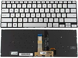 Клавиатура для ноутбука Asus X432 series с подсветкой клавиш без рамки Original Silver