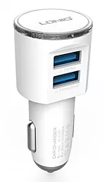 Автомобільний зарядний пристрій LDNio 2USB Car charger + Micro USB 3.4A White (DL-C29)