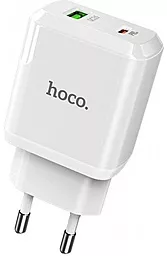 Сетевое зарядное устройство с быстрой зарядкой Hoco N5 Favor 20w PD USB-C/USB-A ports fast charger white