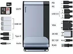 Мультипортовий Type-C хаб Baseus Station Three-Screen Multifunctional USB-C -> Adapter (CAHUB-BG0G) - мініатюра 2