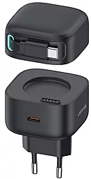 Мережевий зарядний пристрій Usams US-CC202 35w PD GaN USB-C ports charger + Type-C cable black - фото Мережевий зарядний пристрій Usams US-CC202 35w PD GaN USB-C ports charger + Type-C cable black