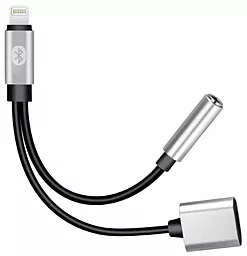 Аудио-переходник EasyLife 2-in-1 Y026 M-F Lightning -> Lightning + 3.5mm Black/Silver - фото Аудио-переходник EasyLife 2-in-1 Y026 M-F Lightning -> Lightning + 3.5mm Black/Silver