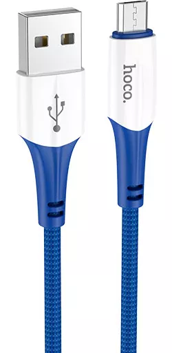 Кабель Hoco X70 Ferry USB-A - micro USB 12w 2.4a 1м cable Blue - фото 1