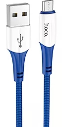 Кабель Hoco X70 Ferry USB-A - micro USB 12w 2.4a 1м cable Blue - фото Кабель Hoco X70 Ferry USB-A - micro USB 12w 2.4a 1м cable Blue