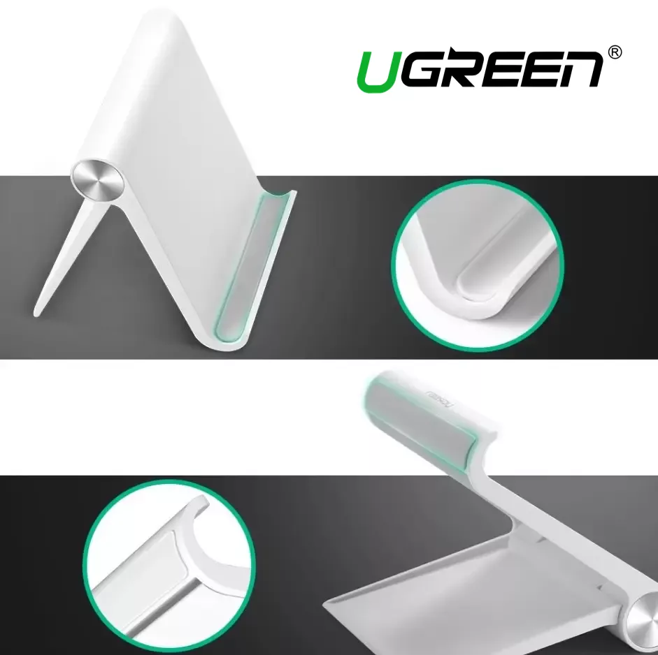 Настольный держатель Ugreen LP115 Multi-Angle Adjustable Portable Stand for iPad White - фото 4