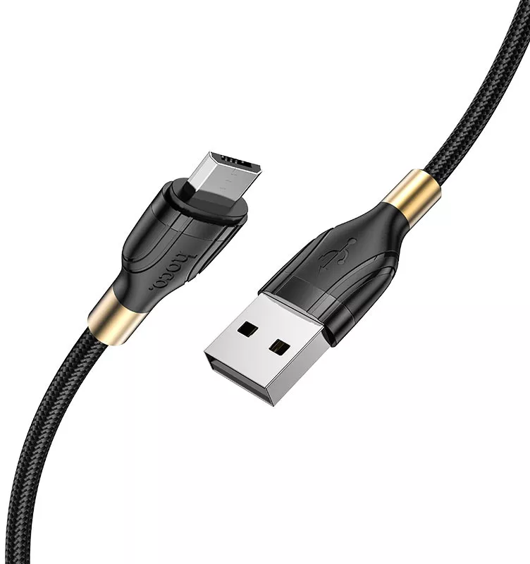 Кабель Hoco U92 Gold Collar USB-A - micro USB 12w 2.4a 1.2м cable Black - фото 3
