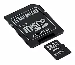 Карта пам'яті Kingston microSDHC 32GB Class 4 + SD-адаптер (SDC4/32GB)
