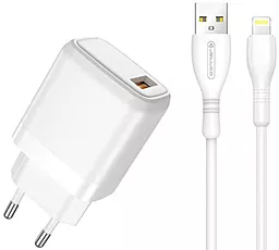 Мережевий зарядний пристрій Jellico A77 18w QC3.0 home charger + Lightning cable white - фото Мережевий зарядний пристрій Jellico A77 18w QC3.0 home charger + Lightning cable white