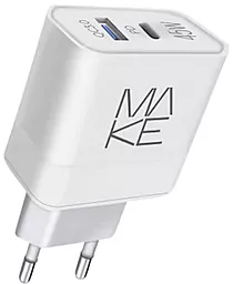 Сетевое зарядное устройство с быстрой зарядкой MAKE 45w PD USB-C/USB-A ports charger white (MCW-325PWH) - фото Сетевое зарядное устройство с быстрой зарядкой MAKE 45w PD USB-C/USB-A ports charger white (MCW-325PWH)