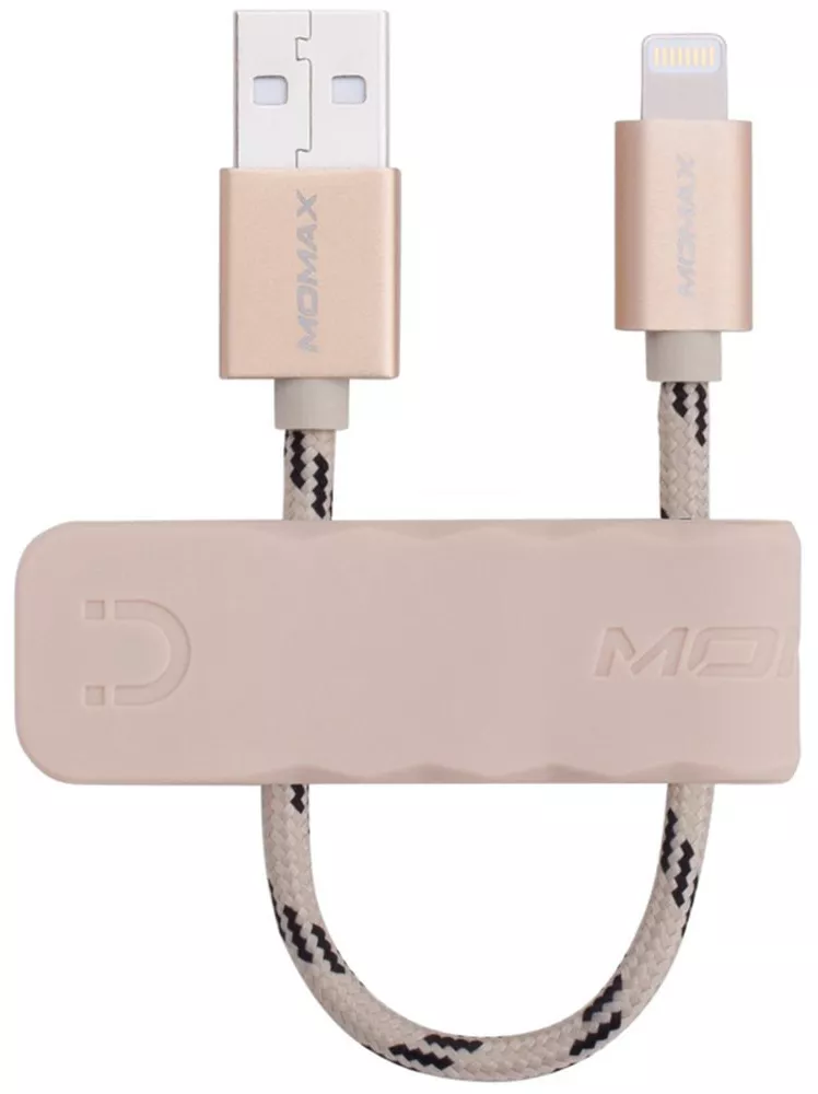 Кабель Momax Elit Link USB-A - Lightning 12w 2.4a 0.18м cable Gold (DL5AL) - фото 1