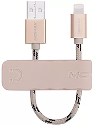 Кабель Momax Elit Link USB-A - Lightning 12w 2.4a 0.18м cable Gold (DL5AL) - фото Кабель Momax Elit Link USB-A - Lightning 12w 2.4a 0.18м cable Gold (DL5AL)