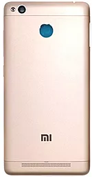 Задняя крышка корпуса Xiaomi Redmi 3S со стеклом камеры Gold - фото Задняя крышка корпуса Xiaomi Redmi 3S со стеклом камеры Gold