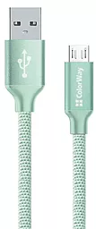 USB Кабель ColorWay 2.4A 2M micro USB Cable Mint (CW-CBUM009-MT)