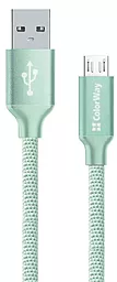 Кабель ColorWay USB-A - micro USB 12w 2.4a 2м cable Mint (CW-CBUM009-MT) - фото Кабель ColorWay USB-A - micro USB 12w 2.4a 2м cable Mint (CW-CBUM009-MT)