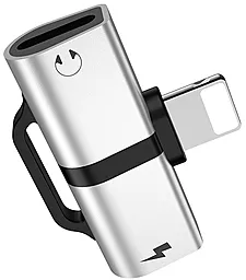 Аудіо-перехідник Hoco LS20 Dual Lightning silver - фото Аудіо-перехідник Hoco LS20 Dual Lightning silver