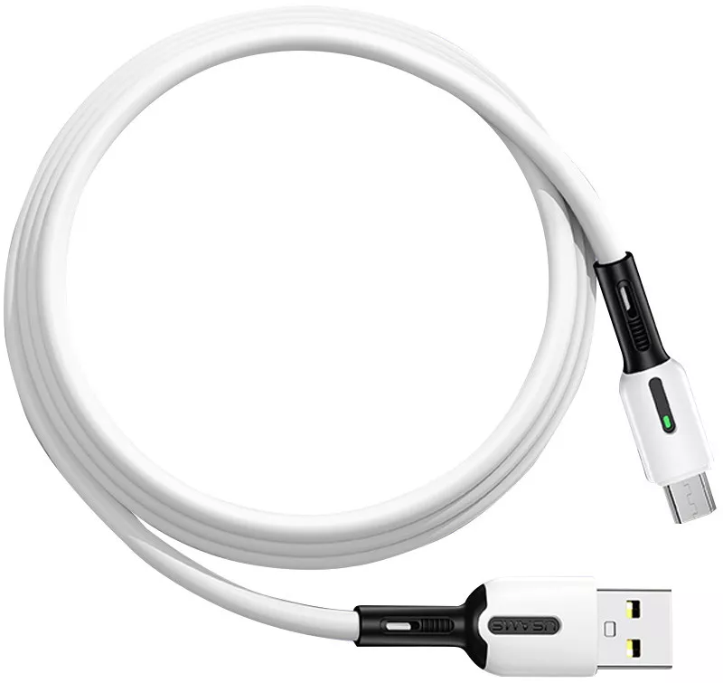 Кабель Usams U51 Silicone USB-A - micro USB 10w 1м cable White - фото 2