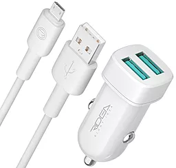 Автомобильное зарядное устройство Ridea RCC-21112 2.4a 2xUSB-A ports charger + micro USB cable White - фото Автомобильное зарядное устройство Ridea RCC-21112 2.4a 2xUSB-A ports charger + micro USB cable White