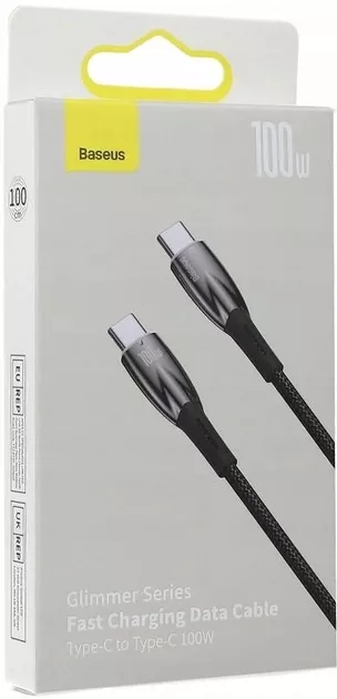Кабель Baseus Glimmer USB Type-C - Type-C 100w 5a 1м PD cable Black (CADH000701) - фото 7