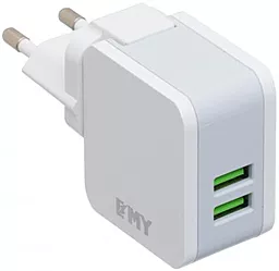 Сетевое зарядное устройство EMY MY-A203 2USB 12W 2.4A + Lightning Cable White - миниатюра 2