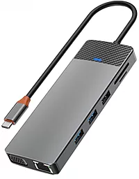 Мультипортовый USB Type-C хаб WIWU Linker Series 12-in-1 Pro grey