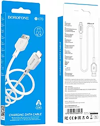 Кабель Borofone BX70 USB-A - Lightning 12w 2.4a 1м cable White - мініатюра 4 Кабель Borofone BX70 USB-A - Lightning 12w 2.4a 1м cable White - мініатюра 4