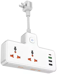 Сетевой фильтр (удлинитель) Hoco AC12 2500w 10a 2 розетки 30w PD/QC 3xUSB-A/USB-C ports с выключателем 0.85м white - фото Сетевой фильтр (удлинитель) Hoco AC12 2500w 10a 2 розетки 30w PD/QC 3xUSB-A/USB-C ports с выключателем 0.85м white