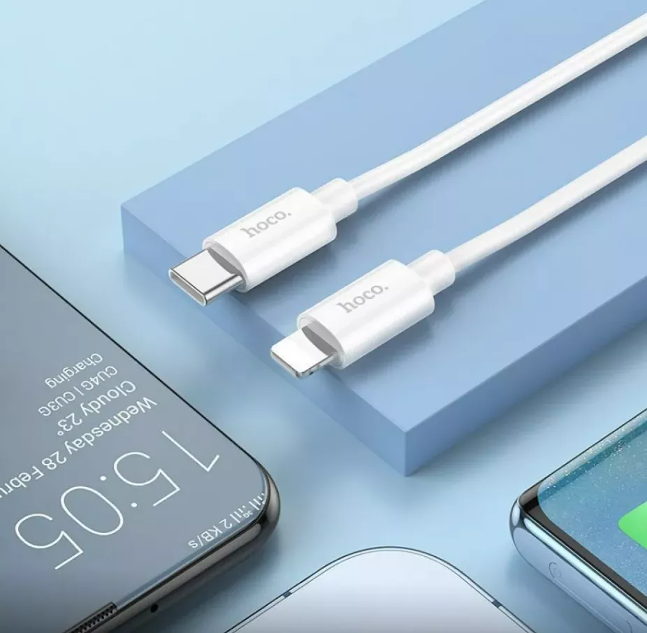 Кабель Hoco X87 Magic Silicone USB Type-C - Lightning 20w 3a 1м PD сable White - фото 4