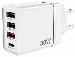 Мережевий зарядний пристрій Verbatim 30w PD/QC 3xUSB-A/USB-C ports charger white - фото Мережевий зарядний пристрій Verbatim 30w PD/QC 3xUSB-A/USB-C ports charger white
