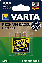 Аккумулятор Varta AAA (R03) Rechargeable Accu Endless (750mAh) Ni-MH 2шт - фото Аккумулятор Varta AAA (R03) Rechargeable Accu Endless (750mAh) Ni-MH 2шт