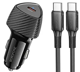 Автомобільний зарядний пристрій Borofone BZ31B 30w PD USB-C car charger + USB-C to USB-C cable black - фото Автомобільний зарядний пристрій Borofone BZ31B 30w PD USB-C car charger + USB-C to USB-C cable black