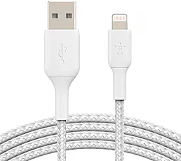 Кабель Belkin Braided USB-A - Lightning 12w 2.4a 1м cable White (CAA002BT1мWH) - фото Кабель Belkin Braided USB-A - Lightning 12w 2.4a 1м cable White (CAA002BT1мWH)