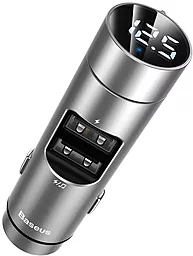 Автомобільний зарядний пристрій з FM трансмітером Baseus Energy Column Car Wireless 5.0 MP3 3.1A Silver (CCNLZ-0S)