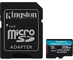 Карта памяти Kingston microSDXC 256Gb Canvas Go Plus Class 10 UHS-I U3 V30 A2 + SD-адаптер (SDCG3/256GB)