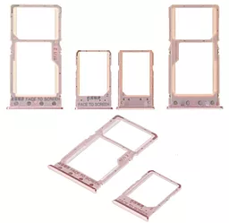 Слот (лоток) SIM-карти Xiaomi Redmi 6 / Redmi 6A та картки пам'яті Dual SIM, комплект 2 шт. Pink - мініатюра 2